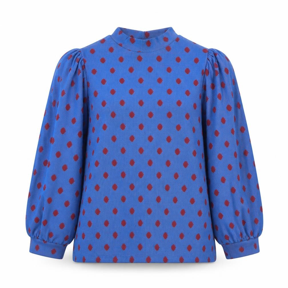 Savida Womens Blue Round Neck Polka Dot Polyester Pullover Jumper Size XL