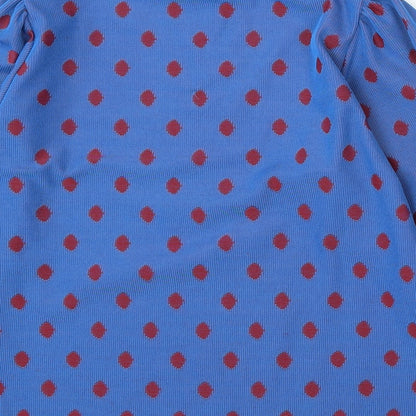 Savida Womens Blue Round Neck Polka Dot Polyester Pullover Jumper Size XL