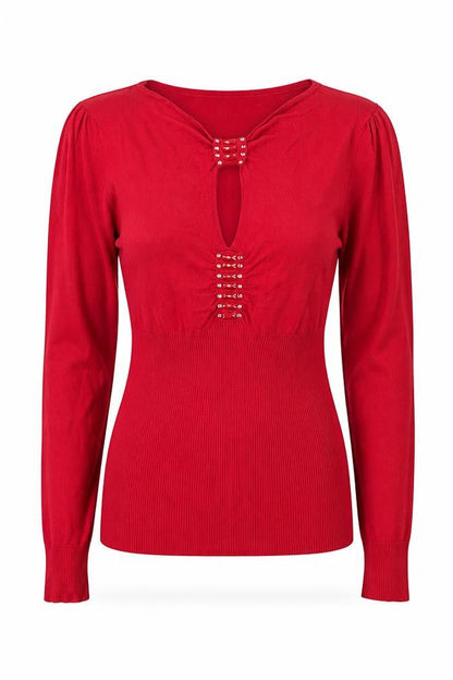 Debenhams Womens Red Round Neck Viscose Pullover Jumper Size 14