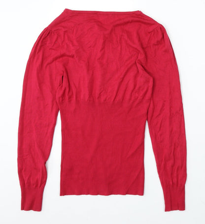 Debenhams Womens Red Round Neck Viscose Pullover Jumper Size 14