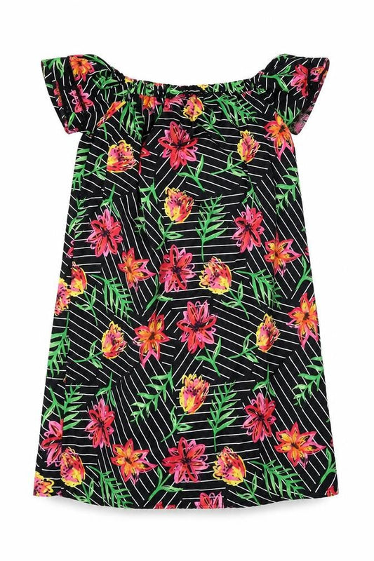 Primark Womens Black Floral Polyester Sheath Size 8 Boat Neck Pullover