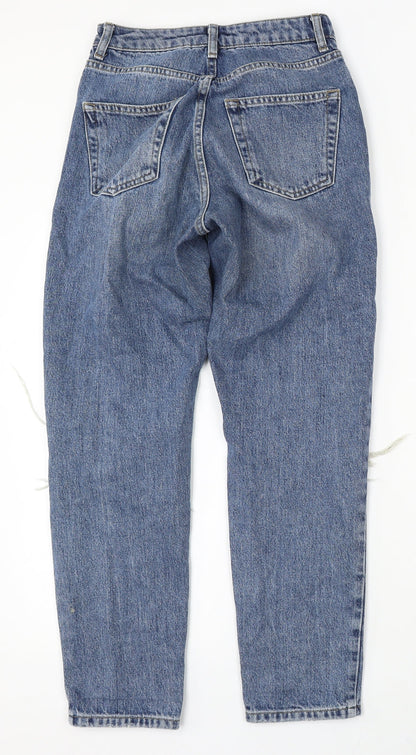 Topshop Womens Blue Cotton Mom Jeans Size 25 L30 in Regular Button