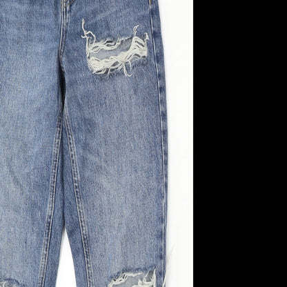 Topshop Womens Blue Cotton Mom Jeans Size 25 L30 in Regular Button