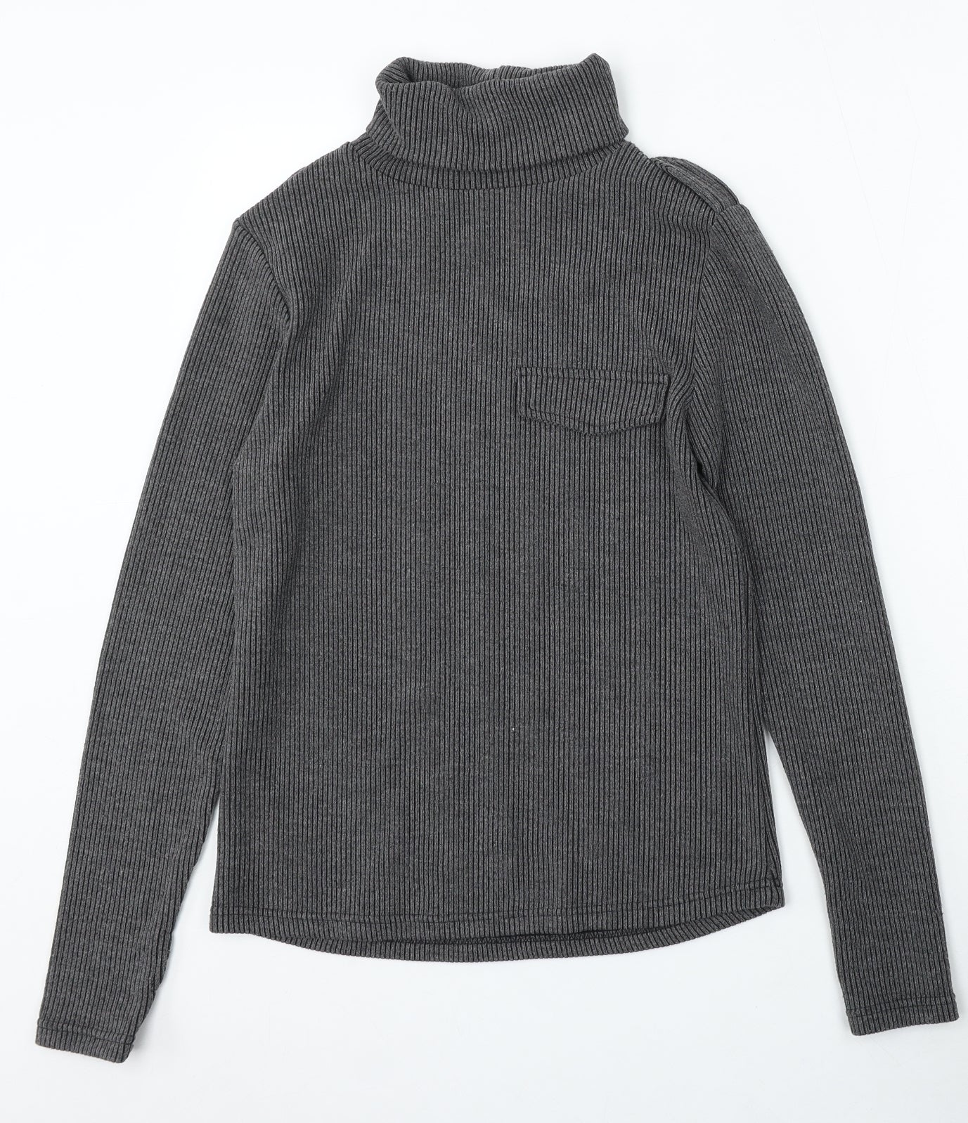 RIbbon Clasp Womens Grey Roll Neck Polyester Pullover Jumper Size S