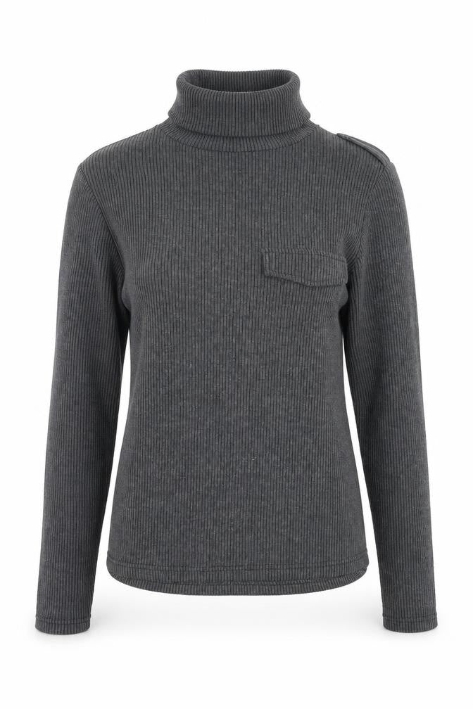 RIbbon Clasp Womens Grey Roll Neck Polyester Pullover Jumper Size S