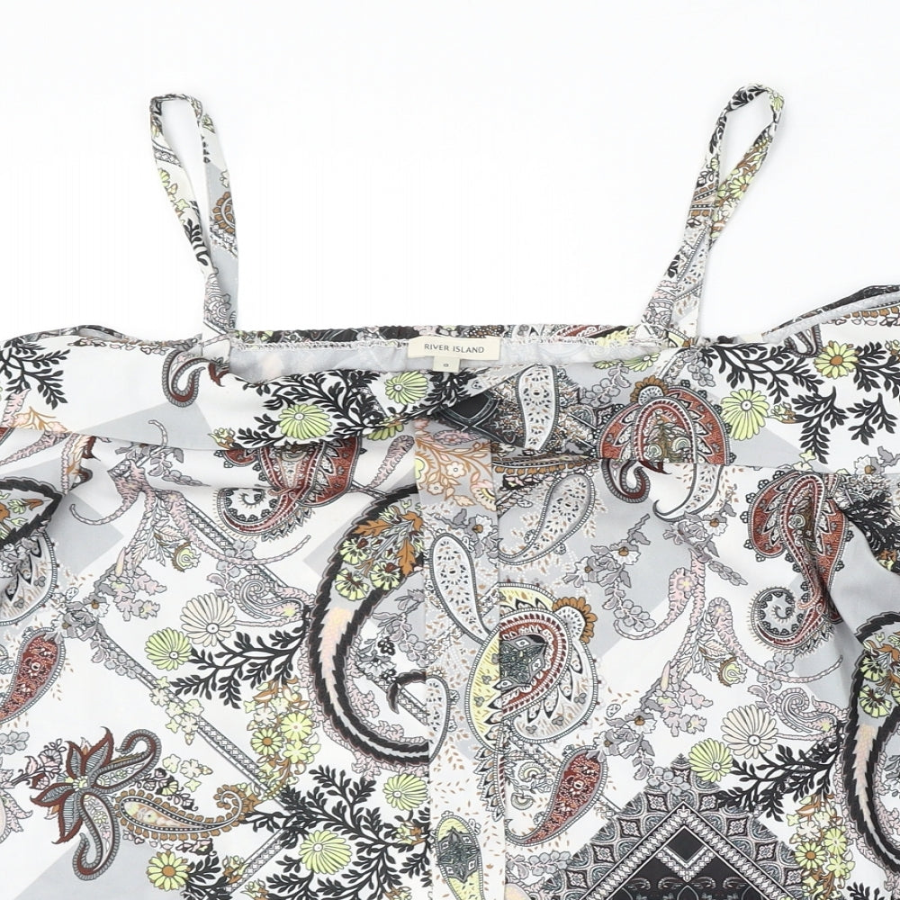 River Island Womens Multicoloured Paisley Polyester Basic Blouse Size 8 Off the Shoulder