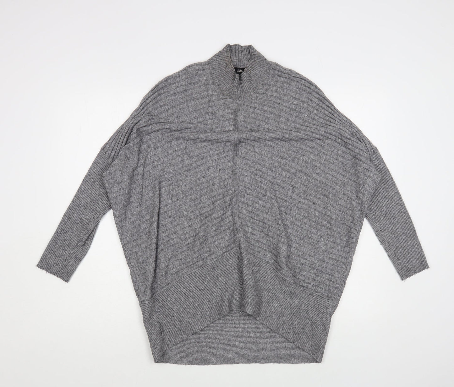 River Island Womens Grey Mock Neck Viscose Pullover Jumper Size XS