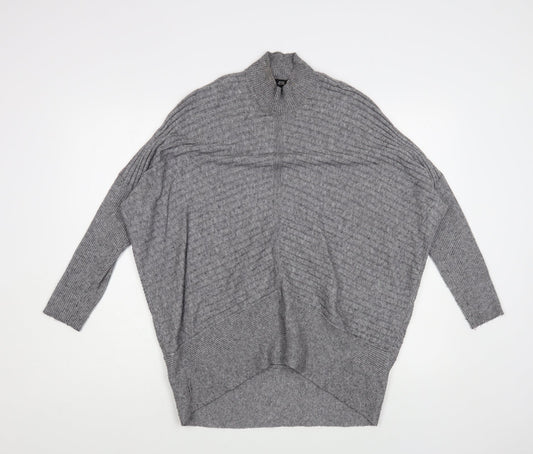 River Island Womens Grey Mock Neck Viscose Pullover Jumper Size XS