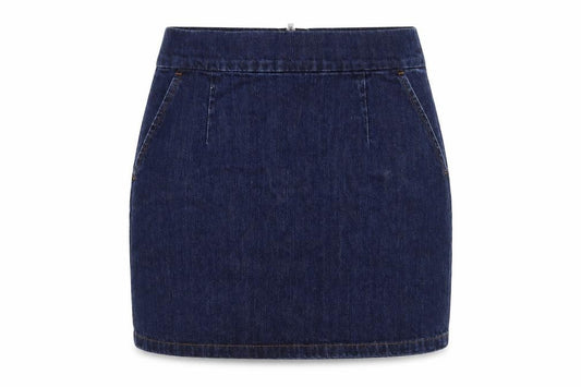 Topshop Womens Blue Cotton Mini Skirt Size 28 in Zip