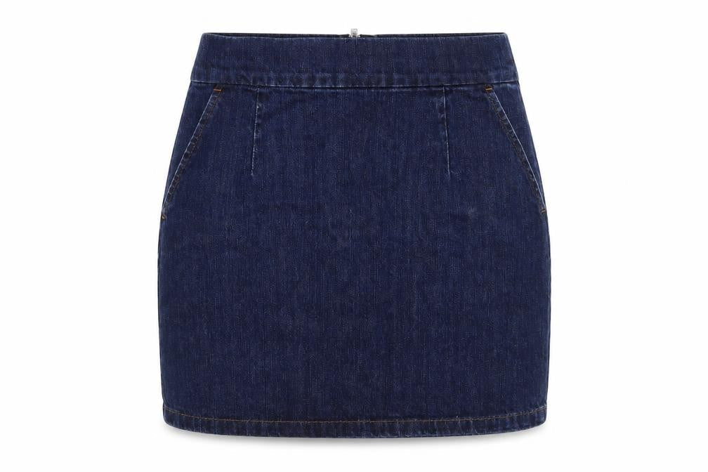Topshop Womens Blue Cotton Mini Skirt Size 28 in Zip