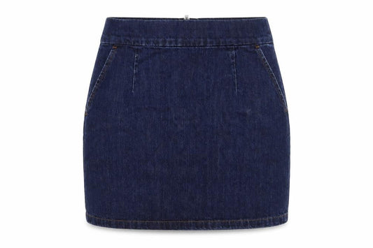 Topshop Womens Blue Cotton Mini Skirt Size 28 in Zip