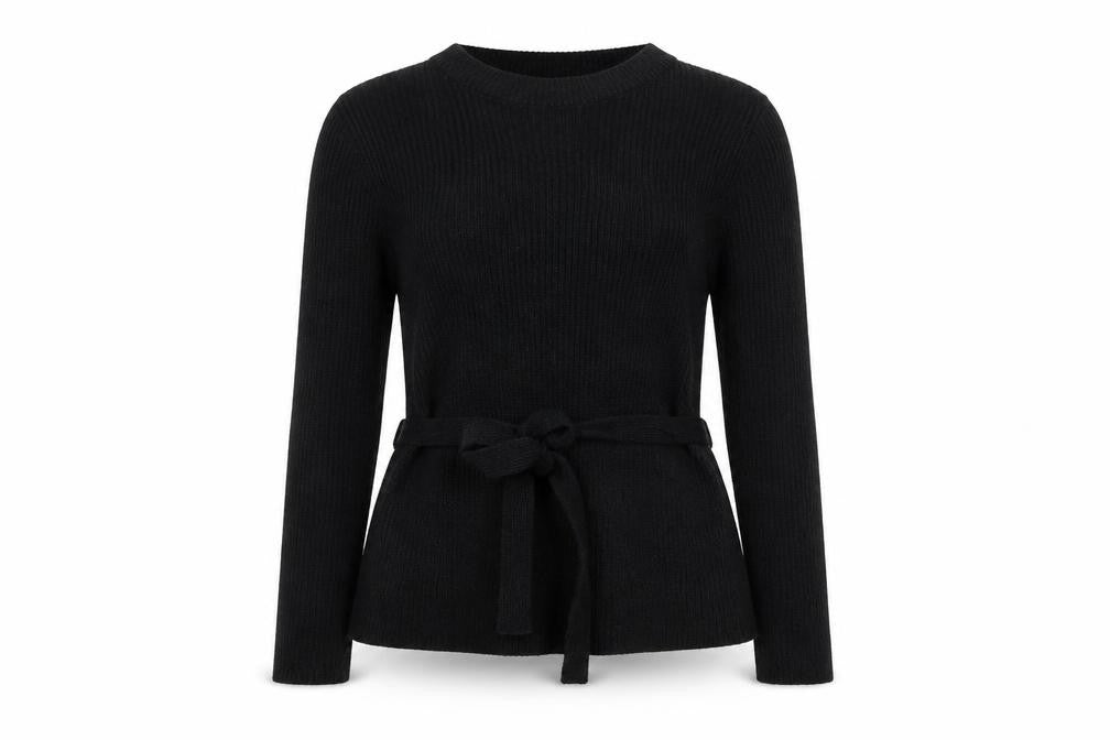 QED London Womens Black Crew Neck Acrylic Pullover Jumper Size S - Ribbed