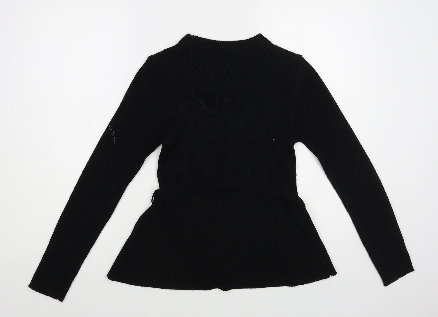 QED London Womens Black Crew Neck Acrylic Pullover Jumper Size S - Ribbed