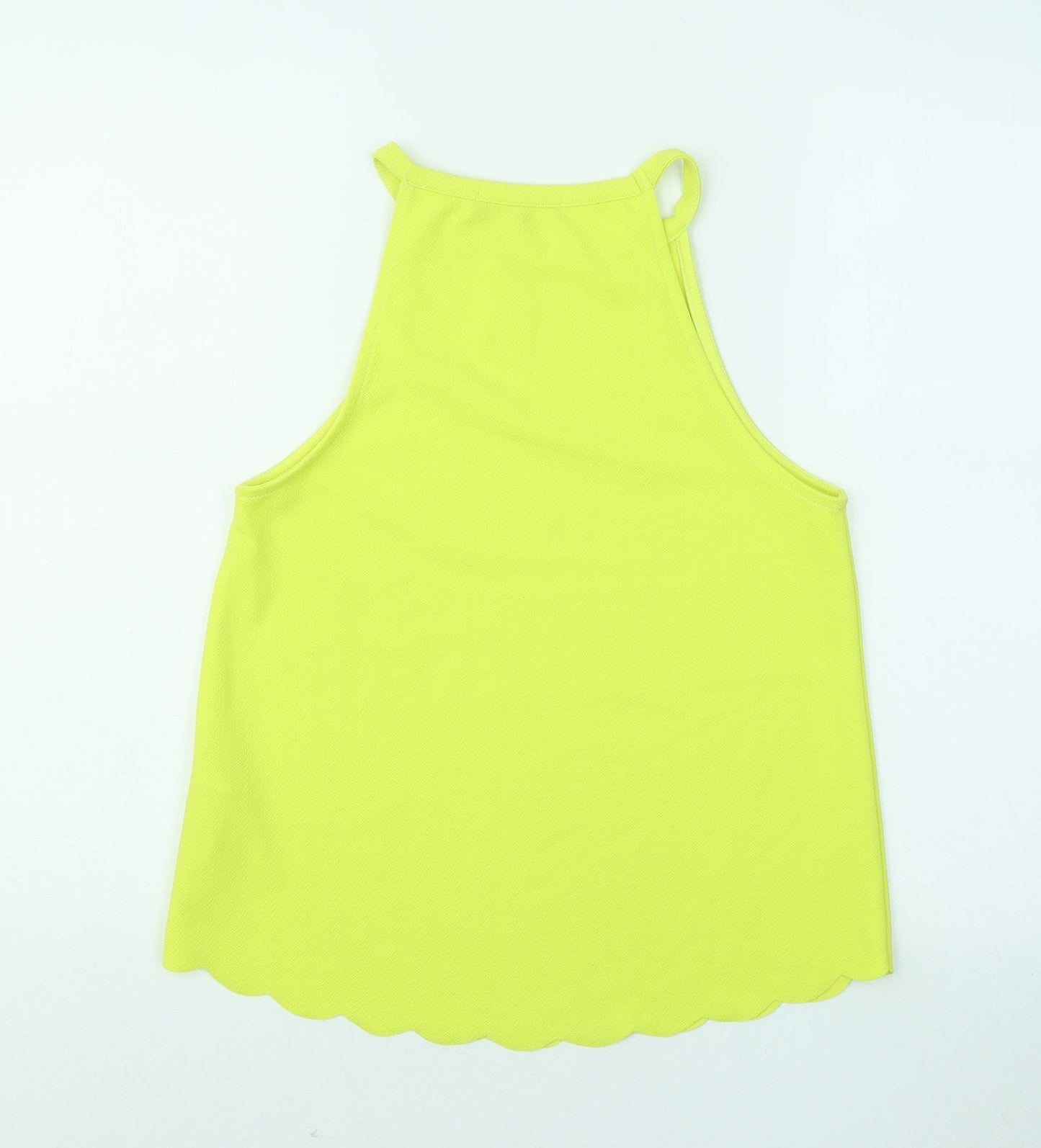 New Look Womens Yellow Polyester Basic Tank Size 10 Round Neck