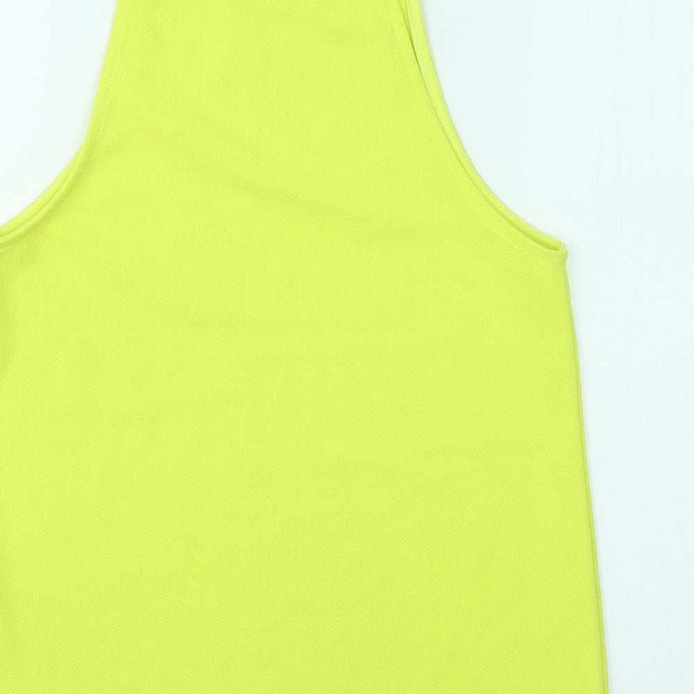 New Look Womens Yellow Polyester Basic Tank Size 10 Round Neck