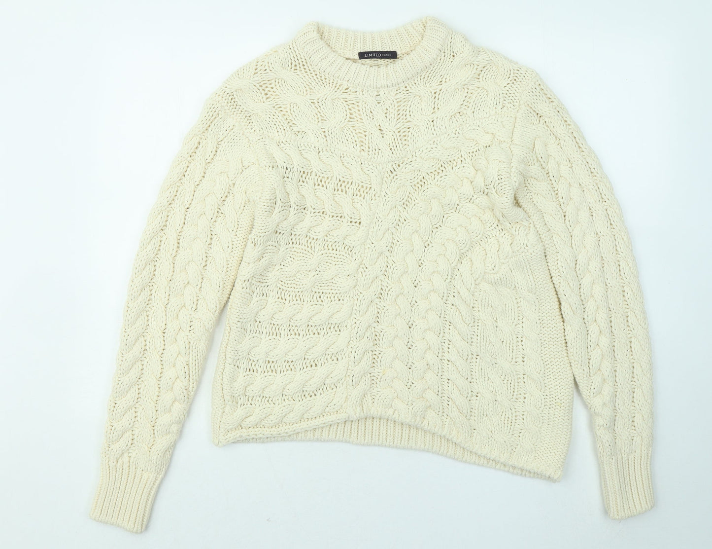 Marks and Spencer Womens Yellow Round Neck Acrylic Pullover Jumper Size S