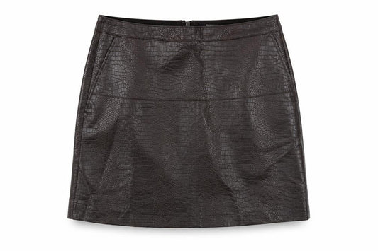Warehouse Womens Purple Polyurethane A-Line Skirt Size 12 Zip - Crocodile Texture