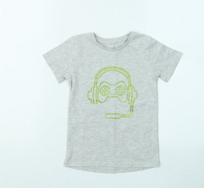 Dunnes Boys Grey Polyester Basic T-Shirt Size 3-4 Years Round Neck - Gaming