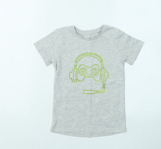 Dunnes Stores Boys Grey Polyester Basic T-Shirt Size 3-4 Years Round Neck - Gaming
