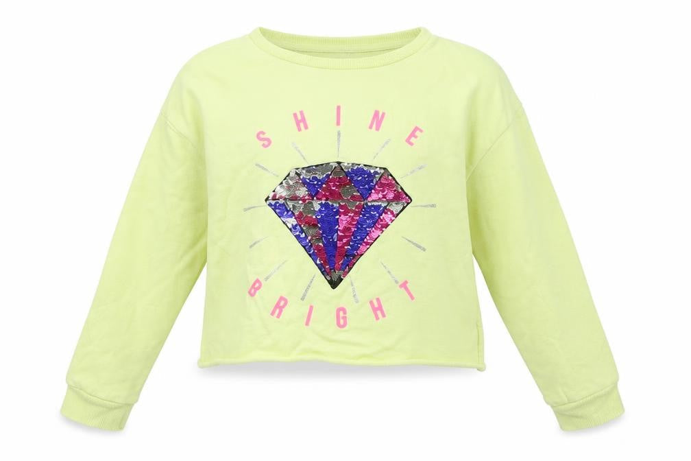 Candy Couture Girls Yellow Cotton Pullover Sweatshirt Size 10 Years - Shine Bright Diamond