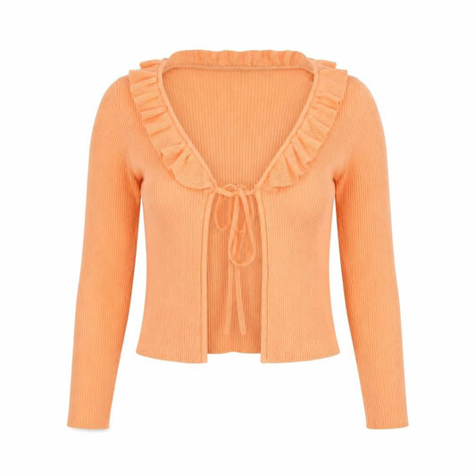 Brave Soul Womens Orange Round Neck Cotton Cardigan Jumper Size M