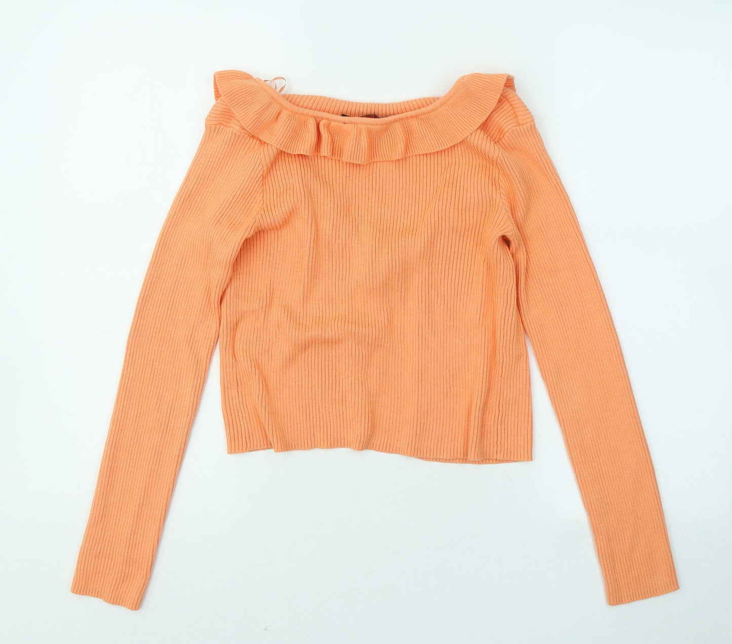 Brave Soul Womens Orange Round Neck Cotton Cardigan Jumper Size M