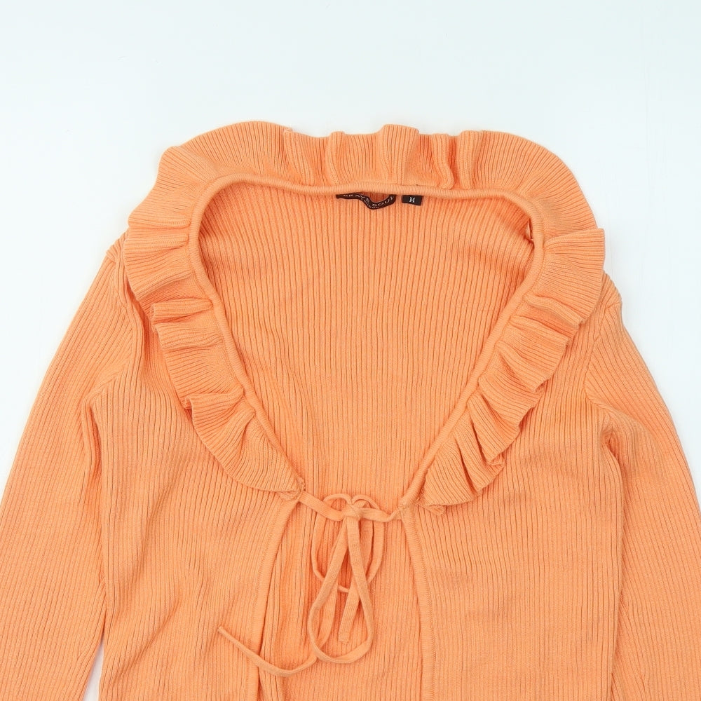 Brave Soul Womens Orange Round Neck Cotton Cardigan Jumper Size M