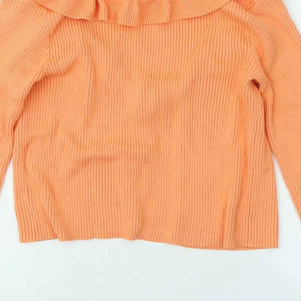 Brave Soul Womens Orange Round Neck Cotton Cardigan Jumper Size M