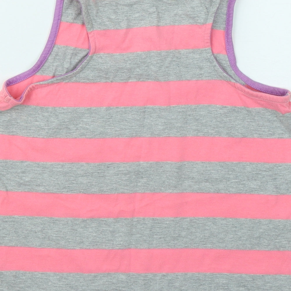 Dunnes Stores Girls Pink Striped Polyester Basic Tank Size 8-9 Years Round Neck