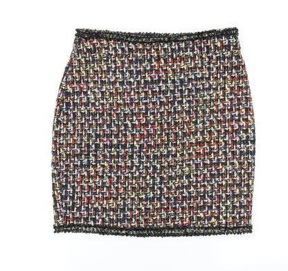 Savida Womens Multicoloured Polyester Straight & Pencil Skirt Size S Zip