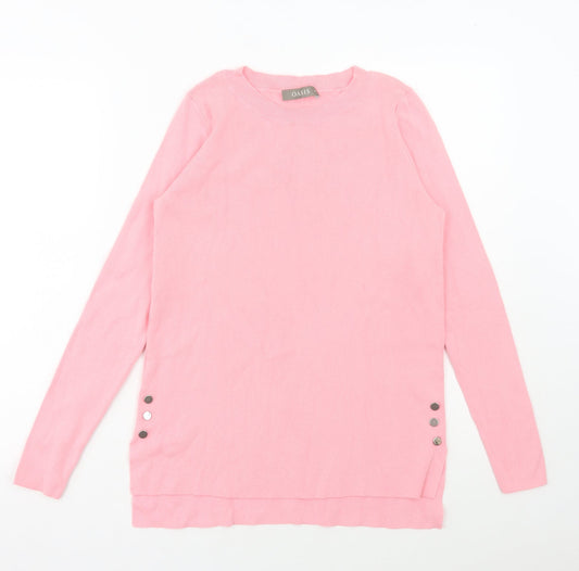 Oasis Womens Pink Round Neck Cotton Pullover Jumper Size XS