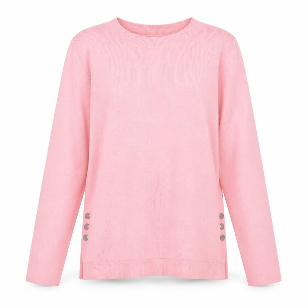 Oasis Womens Pink Round Neck Cotton Pullover Jumper Size XS