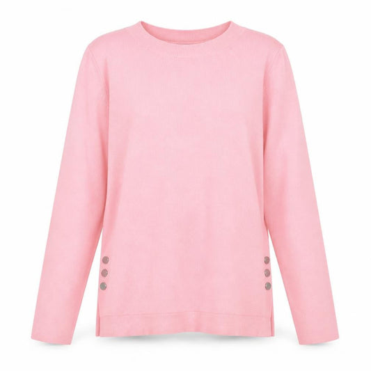 Oasis Womens Pink Round Neck Cotton Pullover Jumper Size XS