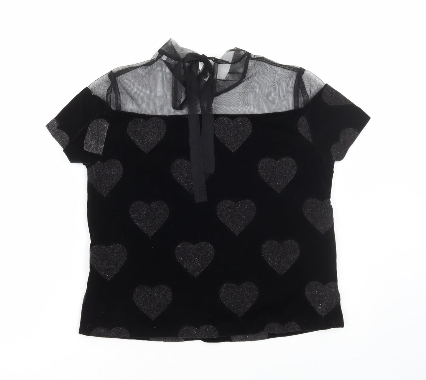 Rinascimento Womens Black Geometric Polyester Basic Blouse Size S High Neck