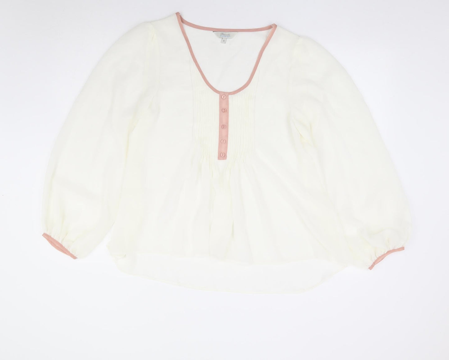 Peacocks Womens Ivory Polyester Jersey Blouse Size 12 Round Neck