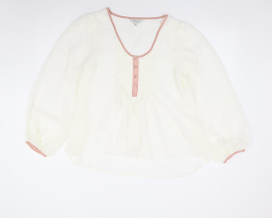 Peacocks Womens Ivory Polyester Jersey Blouse Size 12 Round Neck