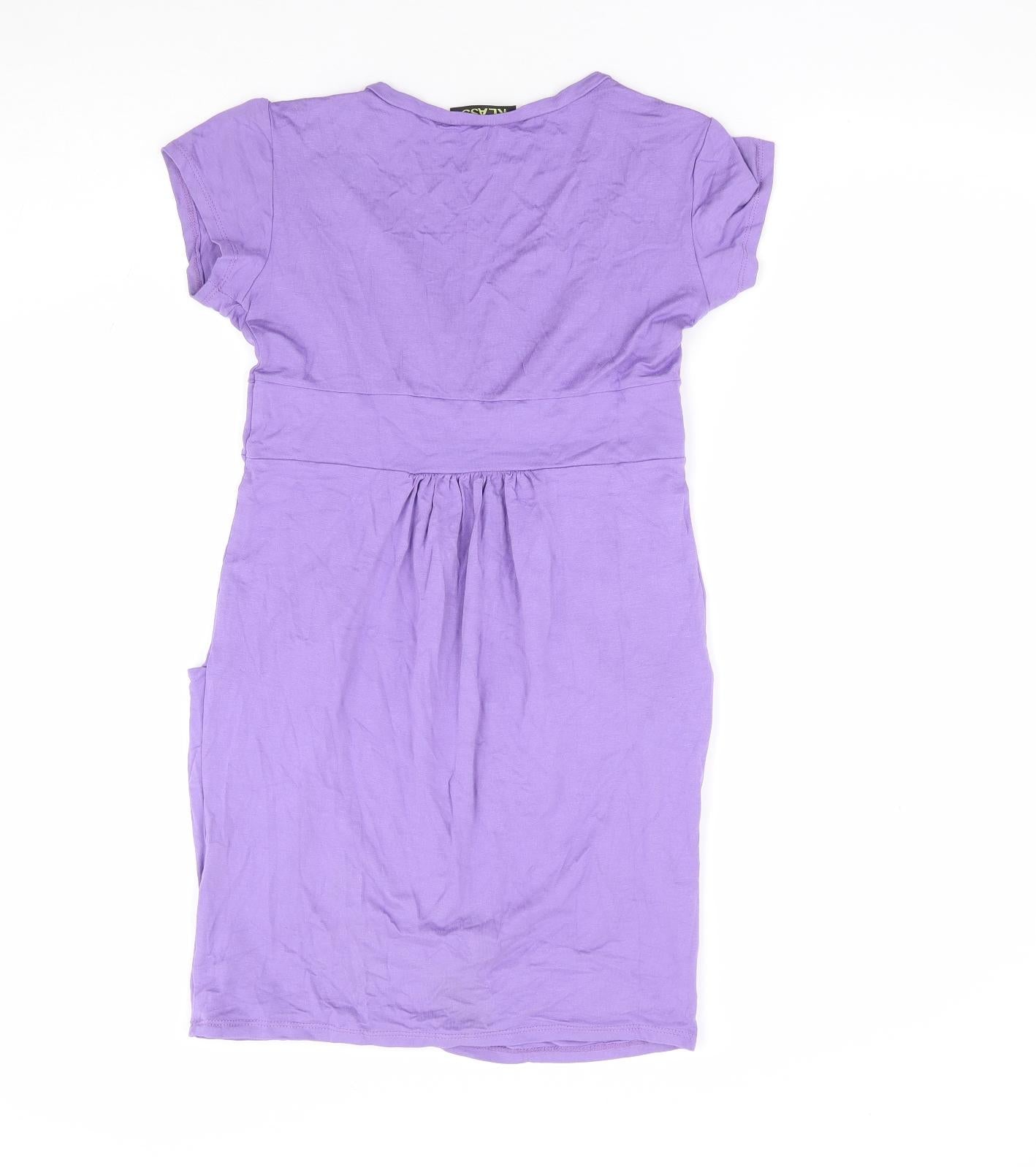 Klass Womens Purple Viscose Tunic T-Shirt Size S V-Neck