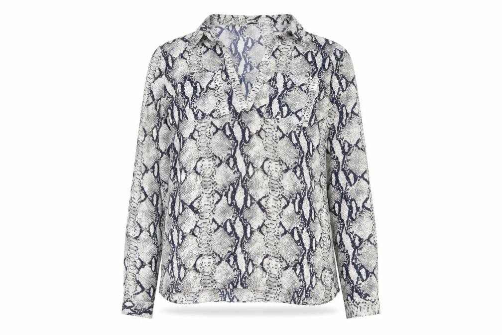 Missguided Womens Grey Animal Print Polyester Basic Blouse Size 10 Collared - Snake Print