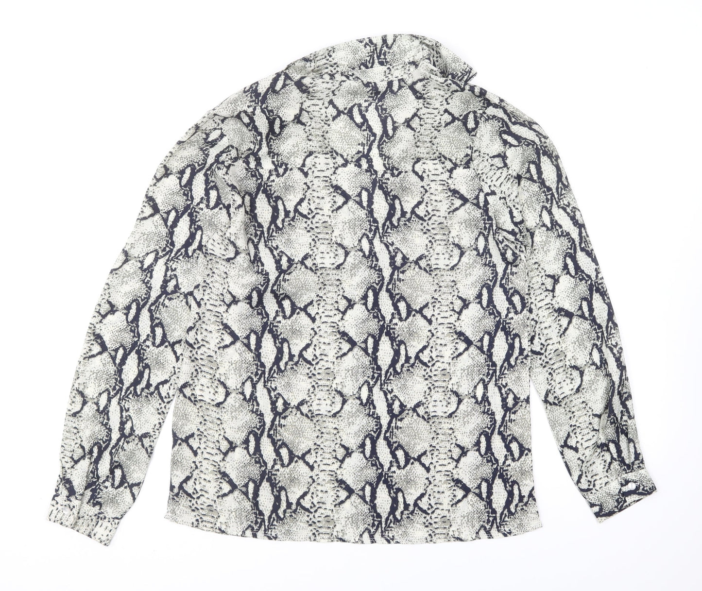 Missguided Womens Grey Animal Print Polyester Basic Blouse Size 10 Collared - Snake Print