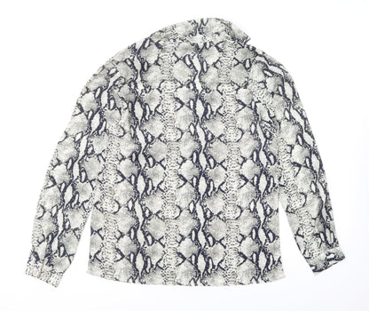 Missguided Womens Grey Animal Print Polyester Basic Blouse Size 10 Collared - Snake Print