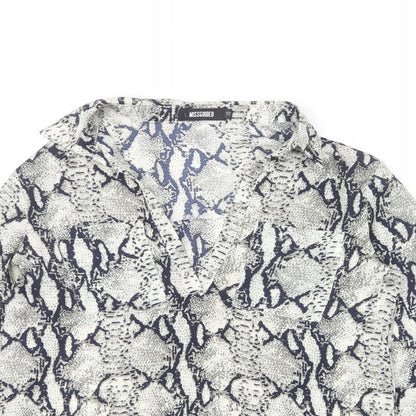 Missguided Womens Grey Animal Print Polyester Basic Blouse Size 10 Collared - Snake Print