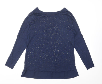 Tu Womens Blue Round Neck Viscose Pullover Jumper Size 10