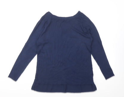 Tu Womens Blue Round Neck Viscose Pullover Jumper Size 10