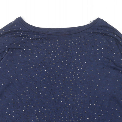 Tu Womens Blue Round Neck Viscose Pullover Jumper Size 10