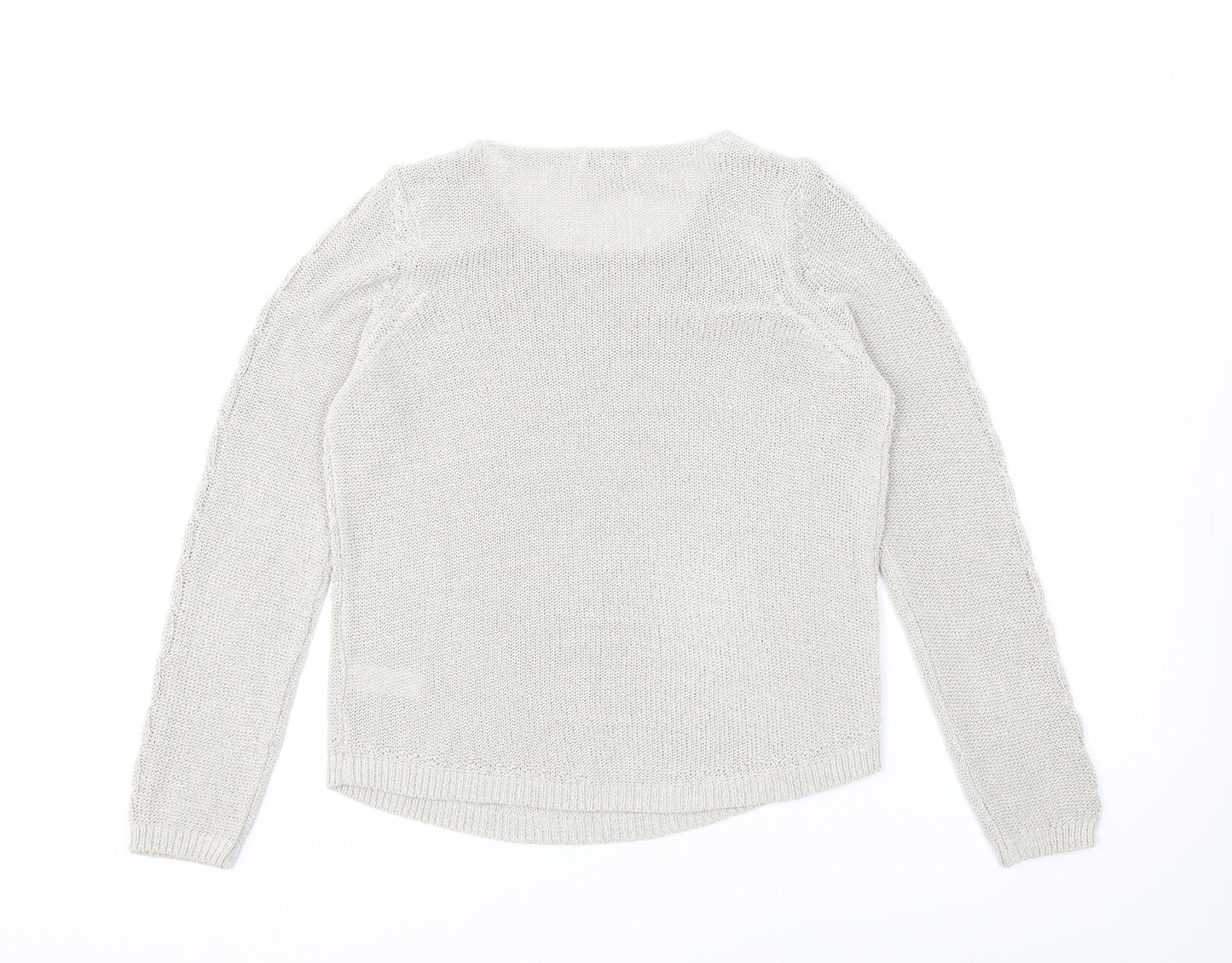 Monsoon Womens Grey Round Neck Acrylic Pullover Jumper Size 10