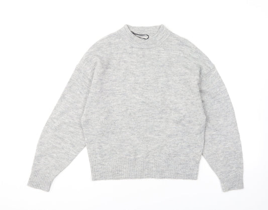 H&M Womens Grey Crew Neck Polyester Pullover Jumper Size XS