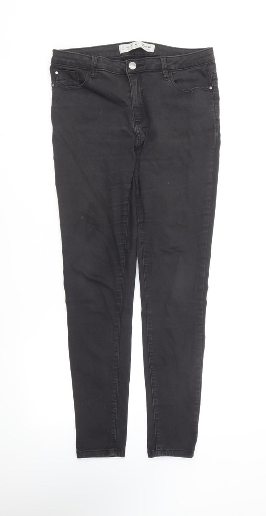 Denim & Co. Womens Black Cotton Skinny Jeans Size 12 L28.5 in Regular Button