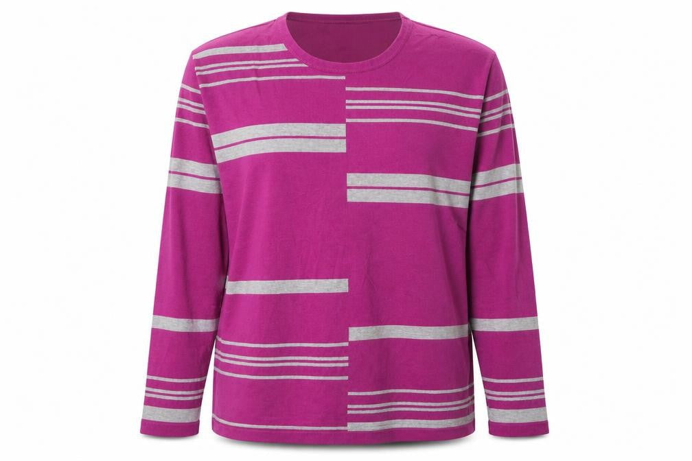 Paramour Womens Purple Round Neck Striped Nylon Pullover Jumper Size XL