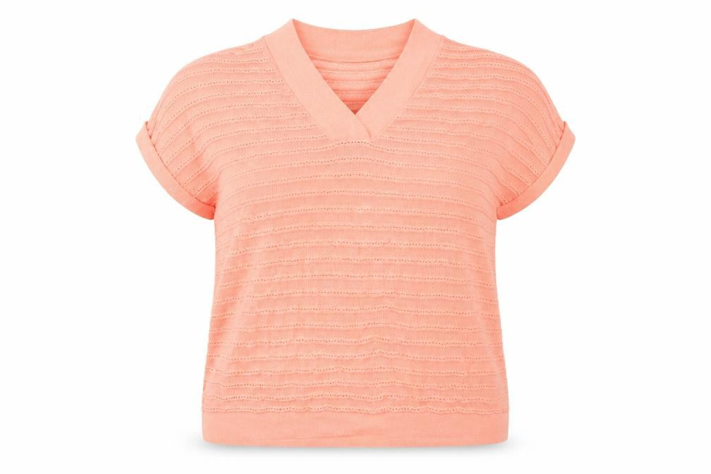 TU Womens Orange V-Neck Viscose Pullover Jumper Size 16