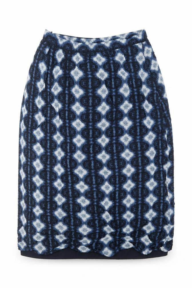 NEXT Womens Blue Geometric Polyester A-Line Skirt Size 14 Zip